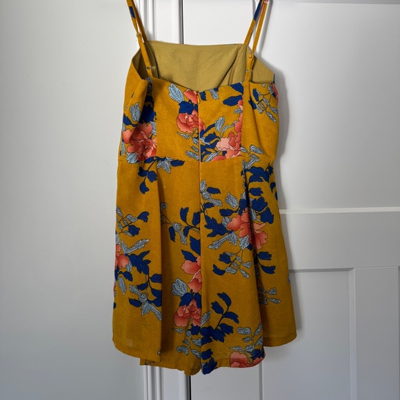 Floral Yellow Spaghetti Strap Romper - Picture 5 of 6